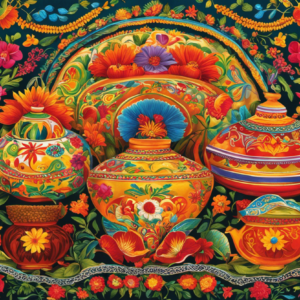 An image capturing the essence of "A Toda Madre" in English, showcasing vibrant colors, traditional Mexican motifs, and a festive atmosphere that evokes joy, celebration, and a zest for life
