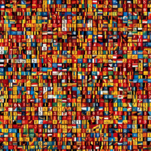 An image featuring a vibrant mosaic of numbers, reflecting the bold colors of the Spanish flag
