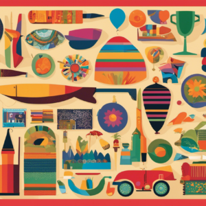 An image showcasing a vibrant collage of objects in varying shades, sizes, and shapes, symbolizing the diverse range of comparative words in Spanish